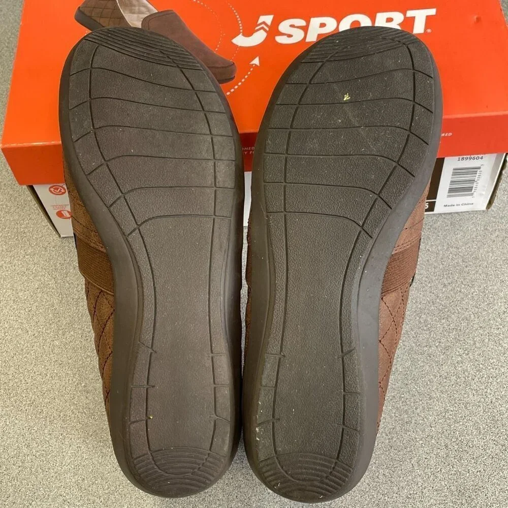 J Sport Women's Size 9M Lisa Slip-On Shoes Brown Faux Fur & Memory Foam